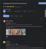 Lightspeed Electrical Services Google Reviews